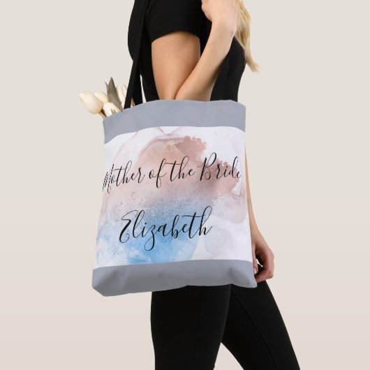 Moeder van de Bride Gift Pink Blue Grey Elegant Tote Bag (Dichtbij)