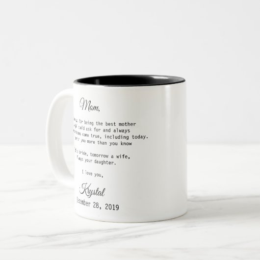 Moeder van de Bride Gift Tweekleurige Koffiemok (Voorkant links)