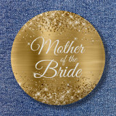 Moeder van de Bride Glittery Gold Foil Ronde Button 5,7 Cm