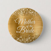 Moeder van de Bride Glittery Gold Foil Ronde Button 5,7 Cm (Voorkant)