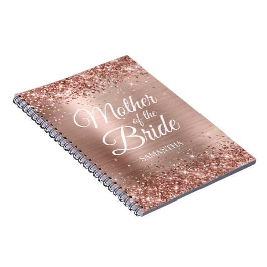 Moeder van de Bride Glittery Roos Gold Foil Notitieboek (Rechterzijde)