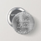 Moeder van de Bride Glittery Silver Foil Ronde Button 5,7 Cm (Voorkant /achterkant)
