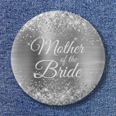 Moeder van de Bride Glittery Silver Foil Ronde Button 5,7 Cm