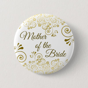 Moeder van de Bride  Gold Filigree Wedding Ronde Button 5,7 Cm