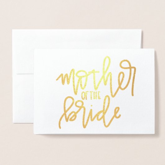 Moeder van de Bride Gold Foil Calligrafie Kaart (Voorkant met envelop)