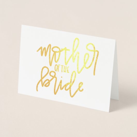 Moeder van de Bride Gold Foil Calligrafie Kaart (Voorkant)