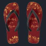 Moeder van de Bride Gold Foliage Burgundy Teenslippers<br><div class="desc">Deze prachtige Moeder van de bruidsbladbladerige teenslippers hebben een donkerbruine achtergrond die gekant is tegen een ingewikkeld goudgroen patroon en aanpasbare moderne typografie. De combinatie van de rijke Bourgogne en de glanzende gouden creëer en elegant en luxe esthetiek. Het is een mooi cadeau voor je bruidfeestje. Uitzicht het collectie op...</div>