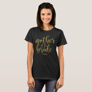 Moeder van de Bride Gold Glitter Chic Calligrafie T-shirt
