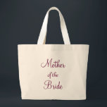 Moeder van de Bride Grote Tote Bag<br><div class="desc">Deze schattige canvas tas is het beste cadeauidee voor de moeder van bruid op bruiloften. Deze canvas tas is perfect voor je moeder op je grote dag. Het is perfect voor haar om alles op één plek te houden.</div>