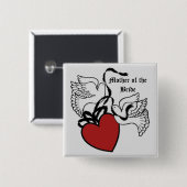 Moeder van de Bride Heart Doves Button (Voorkant /achterkant)