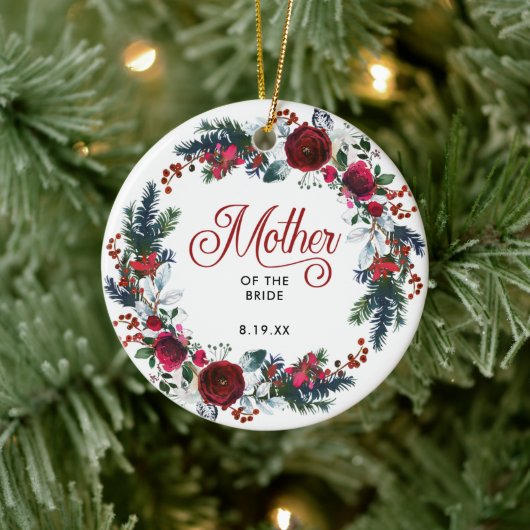 Moeder van de Bride Holiday Floral gepersonaliseer Keramisch Ornament (Boom)