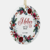 Moeder van de Bride Holiday Floral gepersonaliseer Keramisch Ornament (Rechts)