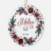 Moeder van de Bride Holiday Floral gepersonaliseer Keramisch Ornament (Links)