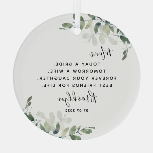 Moeder van de Bride Keepomwille Glas Ornament (Achterkant)