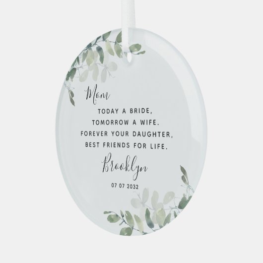 Moeder van de Bride Keepomwille Glas Ornament (Voorkant links)