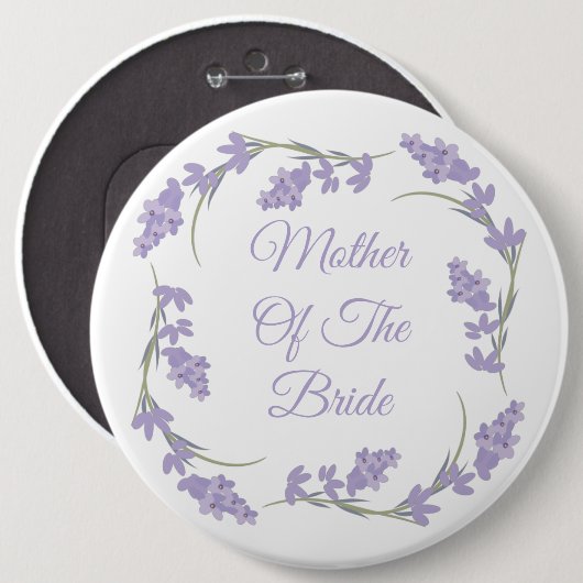 Moeder van de Bride Lavender Floral Wreath Button (Voorkant /achterkant)