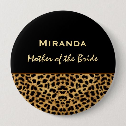 Moeder van de Bride Leopard Print Custom Name V2 Ronde Button 4,0 Cm (Voorkant)