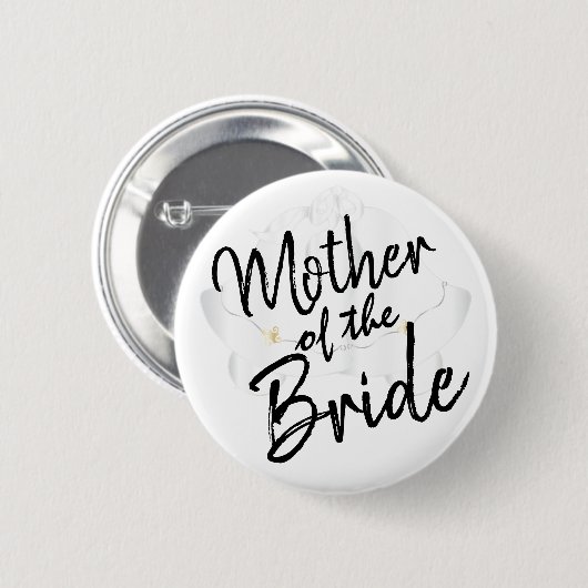 Moeder van de Bride - Manuscript Calligrafie Ronde Button 5,7 Cm (Voorkant /achterkant)