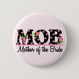 Moeder van de Bride (MOD) Tulip Lettering Ronde Button 5,7 Cm