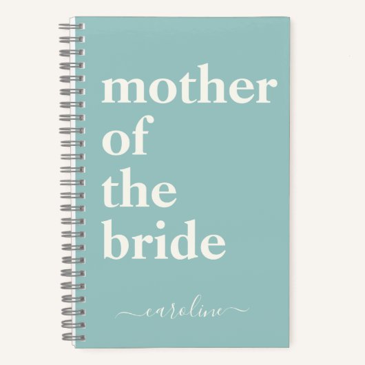 Moeder van de Bride Modern Custom Eggshell Blue Notitieboek (Voorkant)