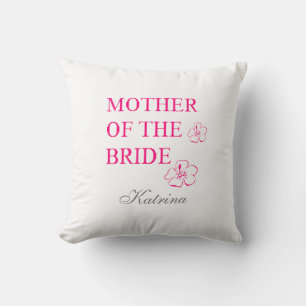 Moeder van de Bride Naam Monogram tropische Floral Kussen