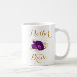 Moeder van de Bride Paars Gold Floral Coffee Mok