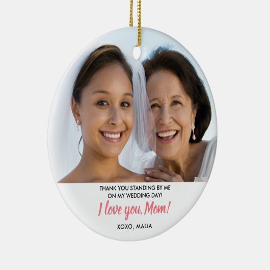 Moeder van de Bride Persoonlijke FotoKerstmis Keramisch Ornament (Rechts)