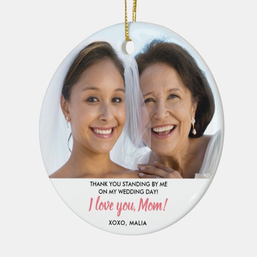 Moeder van de Bride Persoonlijke FotoKerstmis Keramisch Ornament (Links)