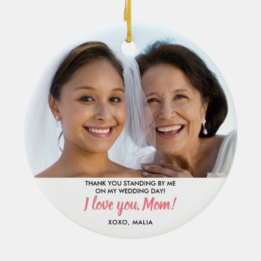 Moeder van de Bride Persoonlijke FotoKerstmis Keramisch Ornament (Achterkant)