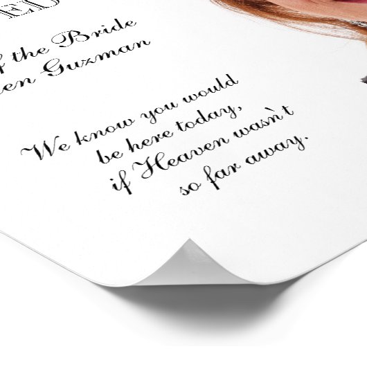 Moeder van de Bride Photo Memorial Seat Wedding Poster (Hoek)