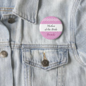 MOEDER VAN DE BRIDE Pink Damask en Lace Wedding Ronde Button 5,7 Cm (In situ)