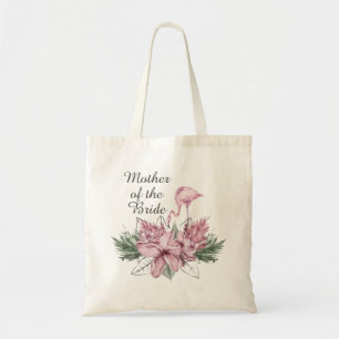 Moeder van de Bride Pink Floral Flamingo Canvas ta Tote Bag