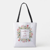Moeder van de Bride Pink Floral Wedding Canvas tas (Achterkant)