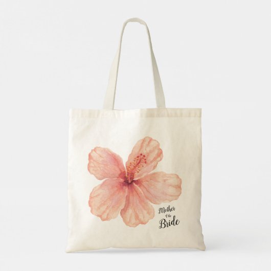 Moeder van de Bride Pink Hibiscus Flower Tote Bag (Achterkant)