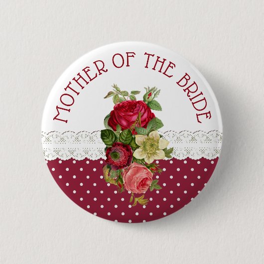 Moeder van de Bride Rose Bouquet Wedding Button (Voorkant)