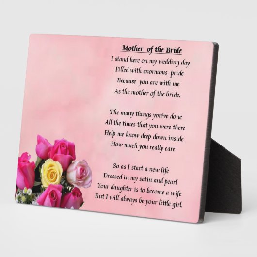 Moeder van de Bride - Rozen Plaque Fotoplaat (Zijkant)