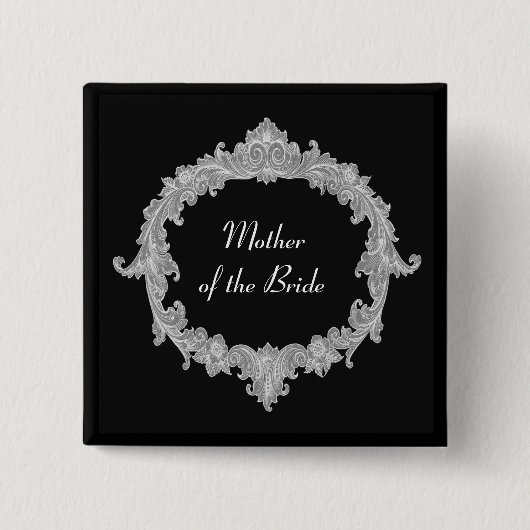 MOEDER VAN DE BRIDE Silver Black V12 Vierkante Button 5,1 Cm (Voorkant)