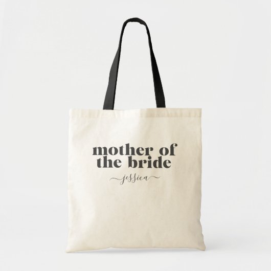 Moeder van de Bride Simple Modern Custom Black Tote Bag (Voorkant)