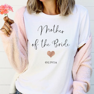 Moeder van de Bride   Trendy Script and Heart T-shirt