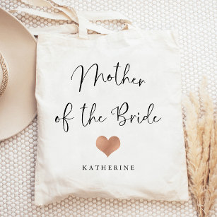 Moeder van de Bride   Trendy Script and Heart Tote Bag