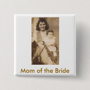 Moeder van de Bride Vierkante Button 5,1 Cm