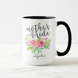 Moeder van de Bride Waterverf Floral gepersonalise Mok