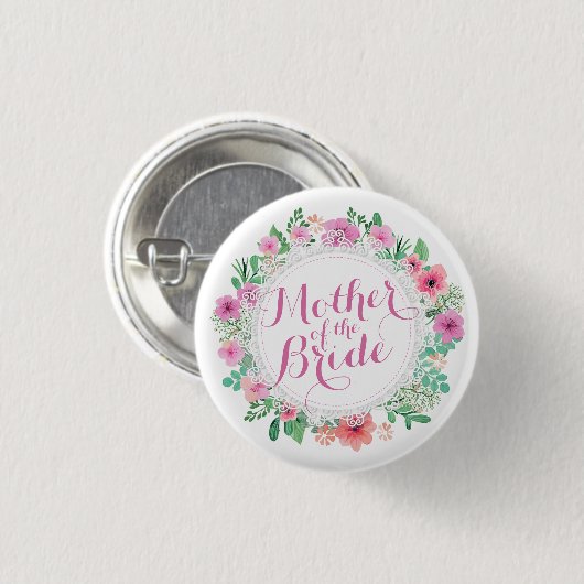 Moeder van de Bride Waterverf Wedding Pin Button (Voorkant /achterkant)