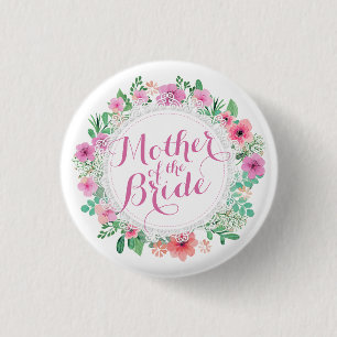 Moeder van de Bride Waterverf Wedding Pin Button