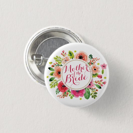 Moeder van de Bride Waterverf Wedding Pin Button (Voorkant /achterkant)