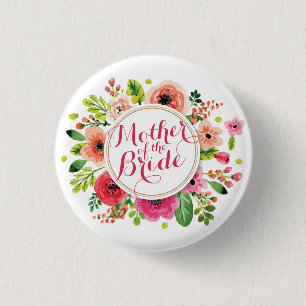 Moeder van de Bride Waterverf Wedding Pin Button