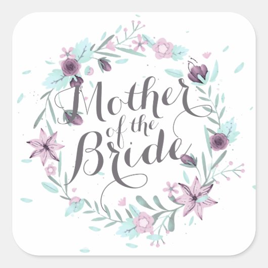 Moeder van de Bride Waterverf Wedding Sticker (Voorkant)
