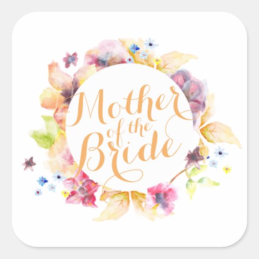 Moeder van de Bride Waterverf Wedding Sticker (Voorkant)