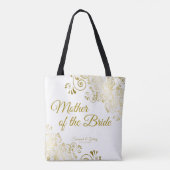 Moeder van de Bride Wedding Canvas tas Gold White (Achterkant)