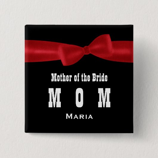 MOEDER VAN DE BRIDE Wedding Custom Name V02G RED Vierkante Button 5,1 Cm (Voorkant)